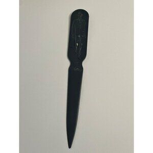 VTG Fuller Brush Company Black Letter Opener Plastic Man Woman Sides Office USA